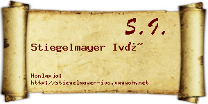 Stiegelmayer Ivó névjegykártya